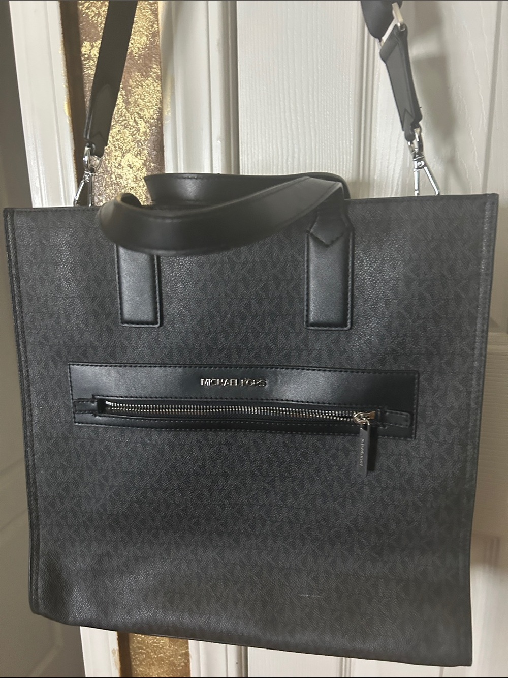 Michael Kors Black Logo-Print Briefcase Tote